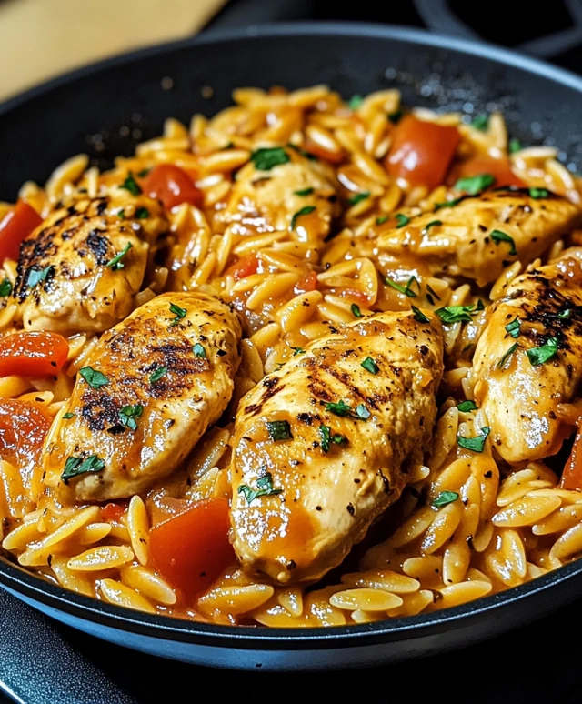 Orzo Pfanne mit Paprikahuhn